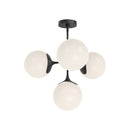 Four Light Chandelier<br /><span style="color:#4AB0CE;">Entrega: 4-10 dias en USA</span><br /><span style="color:#4AB0CE;font-size:60%;">PREGUNTE POR ENTREGA EN PANAMA</span><br />Collection: Nouveau<br />Finish: Matte Black/Opal Matte Glass