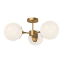 Three Light Semi-Flush Mount<br /><span style="color:#4AB0CE;">Entrega: 4-10 dias en USA</span><br /><span style="color:#4AB0CE;font-size:60%;">PREGUNTE POR ENTREGA EN PANAMA</span><br />Collection: Nouveau<br />Finish: Aged Gold/Opal Matte Glass