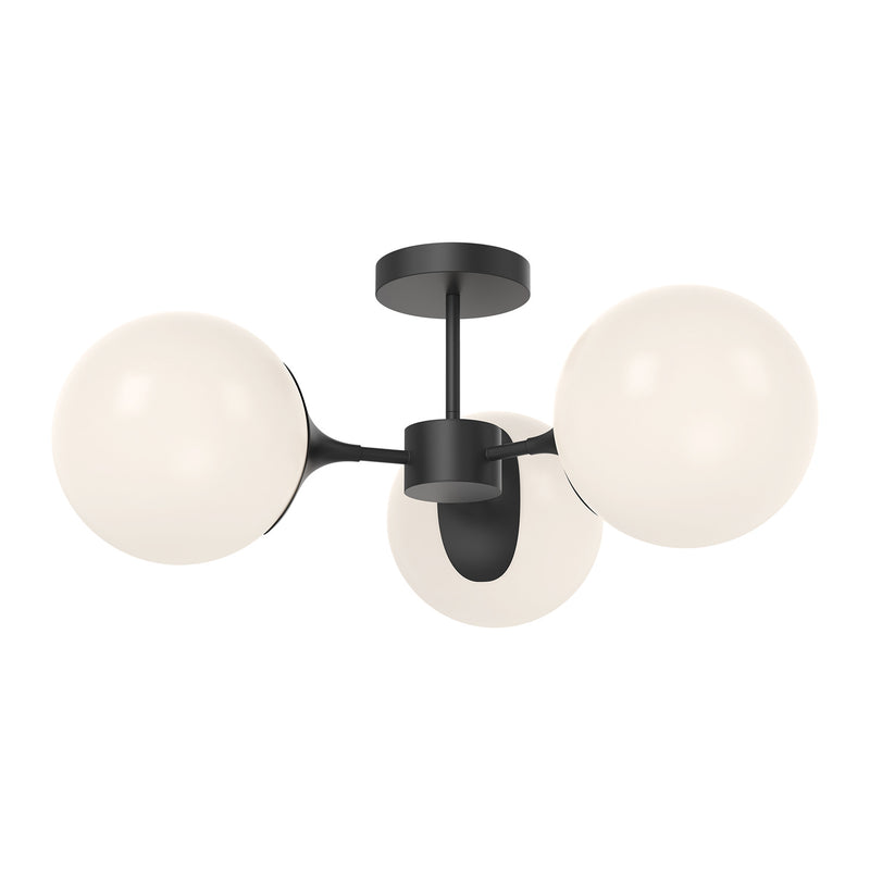 Three Light Semi-Flush Mount<br /><span style="color:#4AB0CE;">Entrega: 4-10 dias en USA</span><br /><span style="color:#4AB0CE;font-size:60%;">PREGUNTE POR ENTREGA EN PANAMA</span><br />Collection: Nouveau<br />Finish: Matte Black/Opal Matte Glass