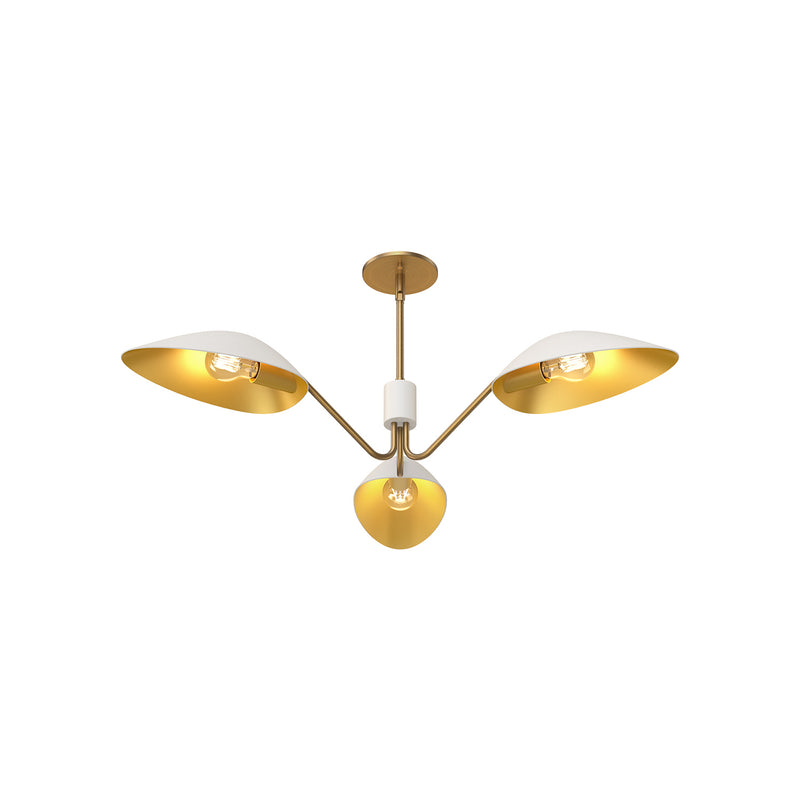 Three Light Pendant<br /><span style="color:#4AB0CE;">Entrega: 4-10 dias en USA</span><br /><span style="color:#4AB0CE;font-size:60%;">PREGUNTE POR ENTREGA EN PANAMA</span><br />Collection: Oscar<br />Finish: Aged Gold/White