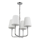 Four Light Chandelier<br /><span style="color:#4AB0CE;">Entrega: 4-10 dias en USA</span><br /><span style="color:#4AB0CE;font-size:60%;">PREGUNTE POR ENTREGA EN PANAMA</span><br />Collection: Plisse<br />Finish: Chrome/Opal Matte Glass