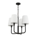 Four Light Chandelier<br /><span style="color:#4AB0CE;">Entrega: 4-10 dias en USA</span><br /><span style="color:#4AB0CE;font-size:60%;">PREGUNTE POR ENTREGA EN PANAMA</span><br />Collection: Plisse<br />Finish: Matte Black/Opal Matte Glass