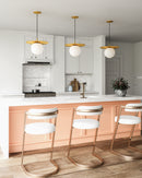 One Light Pendant<br /><span style="color:#4AB0CE;">Entrega: 4-10 dias en USA</span><br /><span style="color:#4AB0CE;font-size:60%;">PREGUNTE POR ENTREGA EN PANAMA</span><br />Collection: Plume<br />Finish: Brushed Gold/Opal Matte Glass
