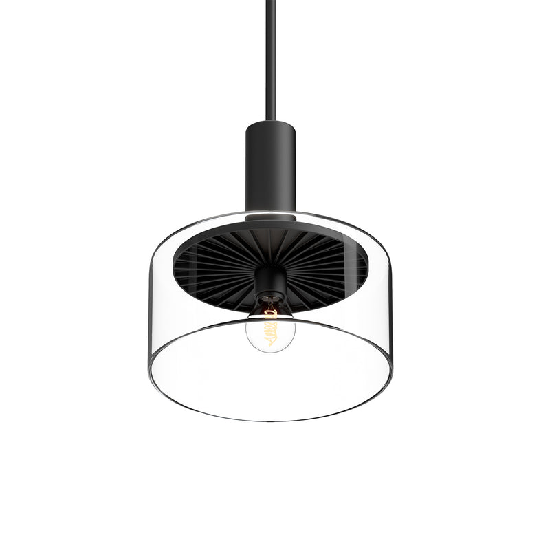One Light Pendant<br /><span style="color:#4AB0CE;">Entrega: 4-10 dias en USA</span><br /><span style="color:#4AB0CE;font-size:60%;">PREGUNTE POR ENTREGA EN PANAMA</span><br />Collection: Royale<br />Finish: Clear Glass/Matte Black
