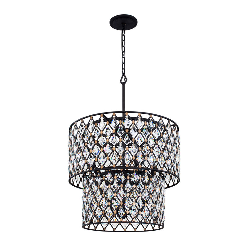 Seven Light Chandelier<br /><span style="color:#4AB0CE;">Entrega: 4-10 dias en USA</span><br /><span style="color:#4AB0CE;font-size:60%;">PREGUNTE POR ENTREGA EN PANAMA</span><br />Collection: Windsor<br />Finish: Carbon/Havana Gold