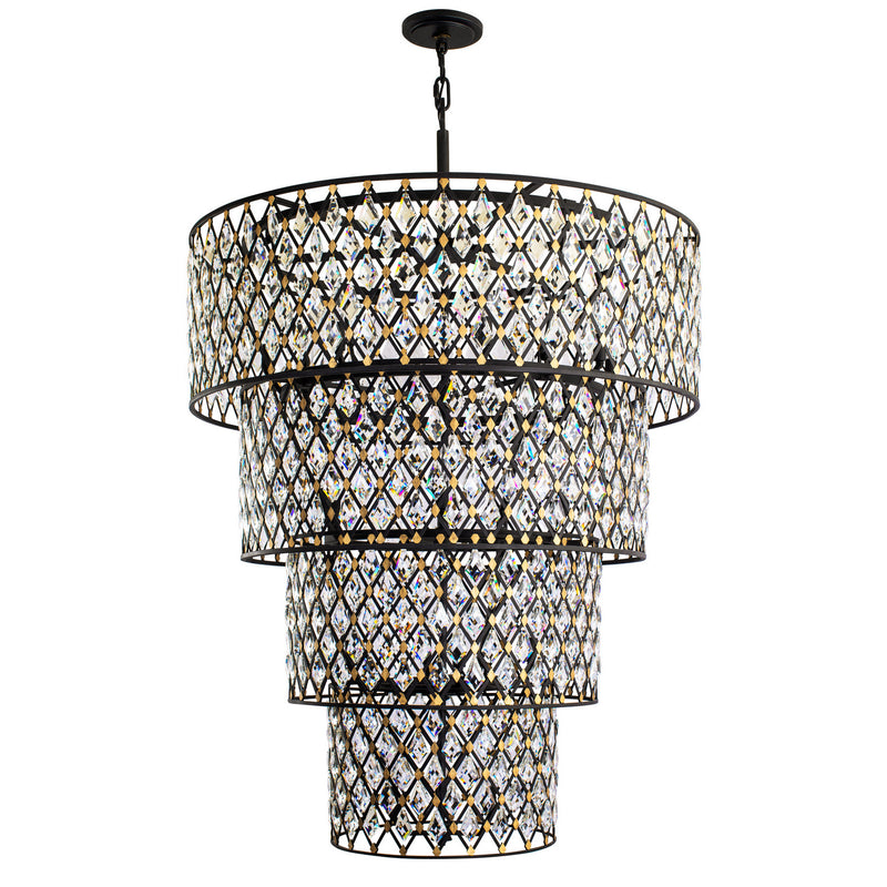 21 Light Chandelier<br /><span style="color:#4AB0CE;">Entrega: 5-6 semanas en USA</span><br /><span style="color:#4AB0CE;font-size:60%;">PREGUNTE POR ENTREGA EN PANAMA</span><br />Collection: Windsor<br />Finish: Carbon/Havana Gold