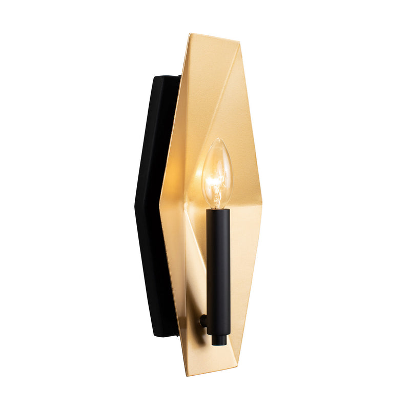 One Light Wall Sconce<br /><span style="color:#4AB0CE;">Entrega: 4-10 dias en USA</span><br /><span style="color:#4AB0CE;font-size:60%;">PREGUNTE POR ENTREGA EN PANAMA</span><br />Collection: Malone<br />Finish: Matte Black/French Gold