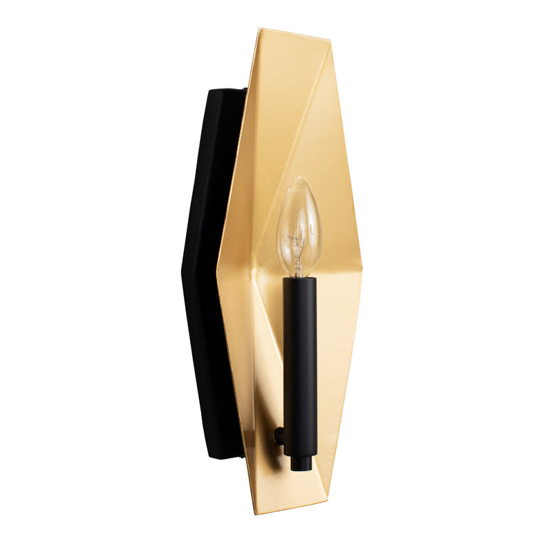 One Light Wall Sconce<br /><span style="color:#4AB0CE;">Entrega: 4-10 dias en USA</span><br /><span style="color:#4AB0CE;font-size:60%;">PREGUNTE POR ENTREGA EN PANAMA</span><br />Collection: Malone<br />Finish: Matte Black/French Gold