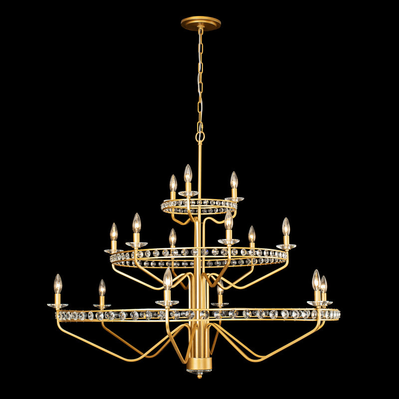 15 Light Chandelier<br /><span style="color:#4AB0CE;">Entrega: 4-10 dias en USA</span><br /><span style="color:#4AB0CE;font-size:60%;">PREGUNTE POR ENTREGA EN PANAMA</span><br />Collection: Monroe<br />Finish: Antique Gold