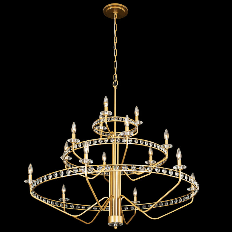 15 Light Chandelier<br /><span style="color:#4AB0CE;">Entrega: 4-10 dias en USA</span><br /><span style="color:#4AB0CE;font-size:60%;">PREGUNTE POR ENTREGA EN PANAMA</span><br />Collection: Monroe<br />Finish: Antique Gold