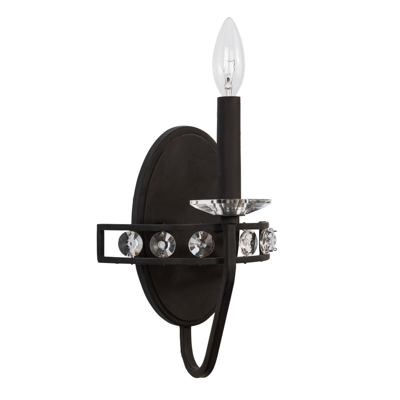 One Light Wall Sconce<br /><span style="color:#4AB0CE;">Entrega: 4-10 dias en USA</span><br /><span style="color:#4AB0CE;font-size:60%;">PREGUNTE POR ENTREGA EN PANAMA</span><br />Collection: Monroe<br />Finish: Carbon