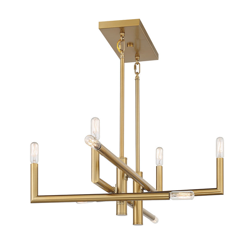 Eight Light Linear Chandelier<br /><span style="color:#4AB0CE;">Entrega: 4-10 dias en USA</span><br /><span style="color:#4AB0CE;font-size:60%;">PREGUNTE POR ENTREGA EN PANAMA</span><br />Collection: Cristofer<br />Finish: Warm Brass