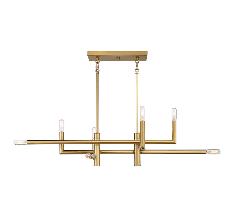 Eight Light Linear Chandelier<br /><span style="color:#4AB0CE;">Entrega: 4-10 dias en USA</span><br /><span style="color:#4AB0CE;font-size:60%;">PREGUNTE POR ENTREGA EN PANAMA</span><br />Collection: Cristofer<br />Finish: Warm Brass