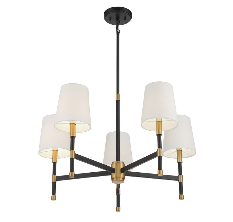 Five Light Chandelier<br /><span style="color:#4AB0CE;">Entrega: 4-10 dias en USA</span><br /><span style="color:#4AB0CE;font-size:60%;">PREGUNTE POR ENTREGA EN PANAMA</span><br />Collection: Brody<br />Finish: Matte Black with Warm Brass Accents