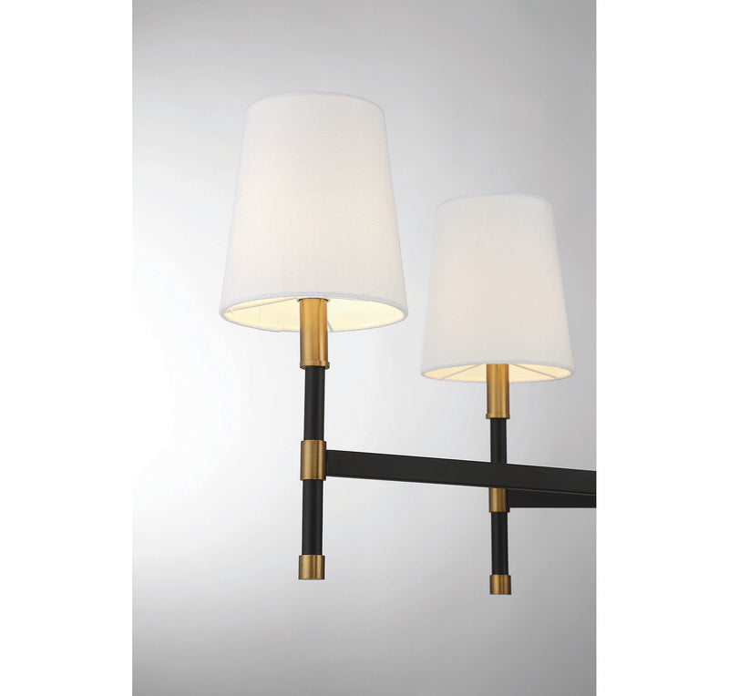 Savoy House - 1-1631-6-143 - Six Light Linear Chandelier - Brody - Matte Black with Warm Brass