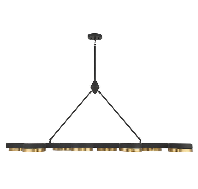 LED Linear Chandelier<br /><span style="color:#4AB0CE;">Entrega: 4-10 dias en USA</span><br /><span style="color:#4AB0CE;font-size:60%;">PREGUNTE POR ENTREGA EN PANAMA</span><br />Collection: Ashor<br />Finish: Matte Black with Warm Brass Accents