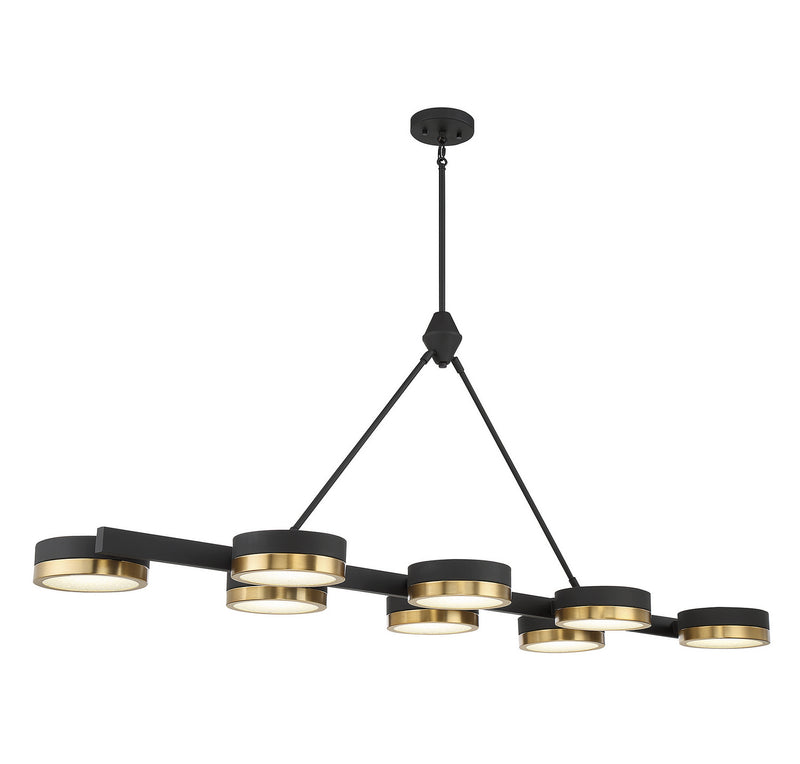 LED Linear Chandelier<br /><span style="color:#4AB0CE;">Entrega: 4-10 dias en USA</span><br /><span style="color:#4AB0CE;font-size:60%;">PREGUNTE POR ENTREGA EN PANAMA</span><br />Collection: Ashor<br />Finish: Matte Black with Warm Brass Accents