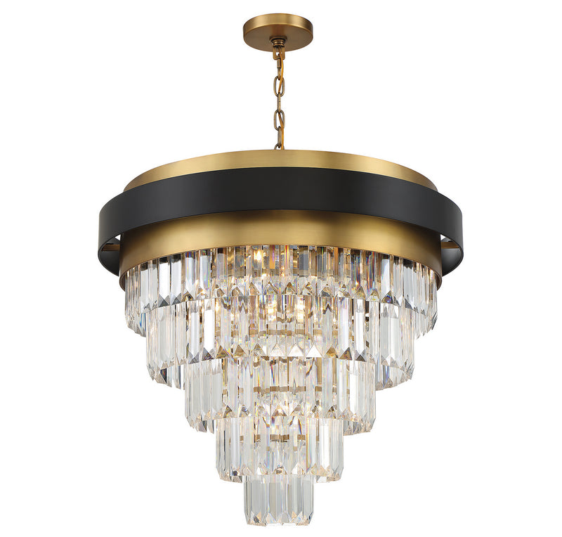 Nine Light Chandelier<br /><span style="color:#4AB0CE;">Entrega: 4-10 dias en USA</span><br /><span style="color:#4AB0CE;font-size:60%;">PREGUNTE POR ENTREGA EN PANAMA</span><br />Collection: Marquise<br />Finish: Matte Black with Warm Brass Accents