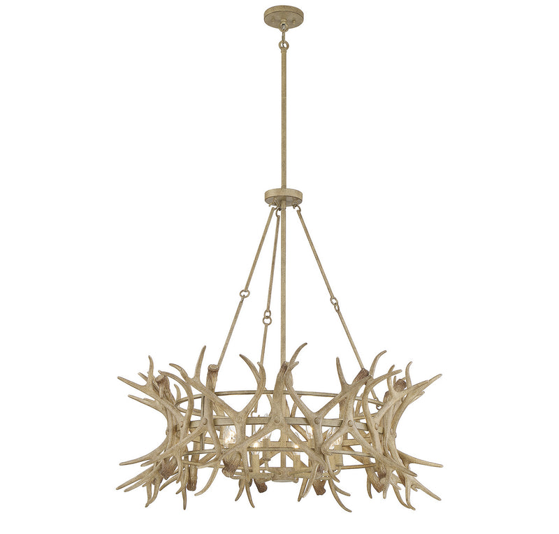 Eight Light Chandelier<br /><span style="color:#4AB0CE;">Entrega: 4-10 dias en USA</span><br /><span style="color:#4AB0CE;font-size:60%;">PREGUNTE POR ENTREGA EN PANAMA</span><br />Collection: Daniels<br />Finish: Natural Antler