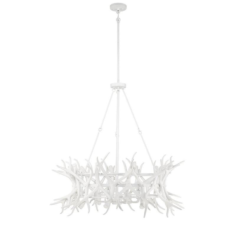 Eight Light Chandelier<br /><span style="color:#4AB0CE;">Entrega: 4-10 dias en USA</span><br /><span style="color:#4AB0CE;font-size:60%;">PREGUNTE POR ENTREGA EN PANAMA</span><br />Collection: Daniels<br />Finish: Matte White