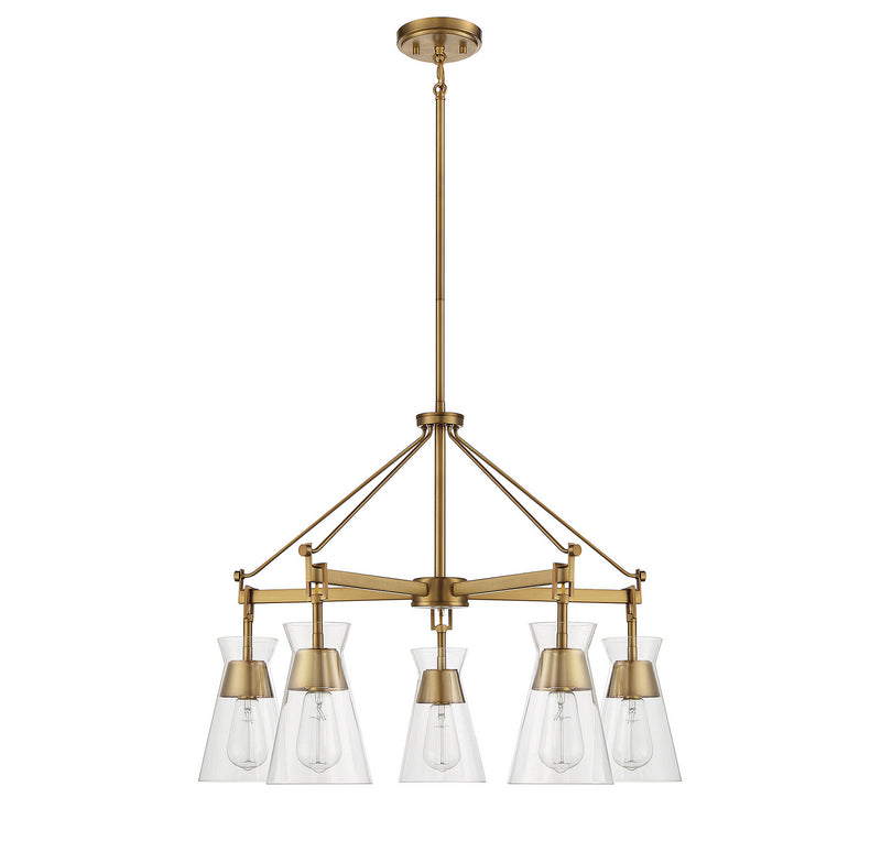 Five Light Chandelier<br /><span style="color:#4AB0CE;">Entrega: 4-10 dias en USA</span><br /><span style="color:#4AB0CE;font-size:60%;">PREGUNTE POR ENTREGA EN PANAMA</span><br />Collection: Lakewood<br />Finish: Warm Brass