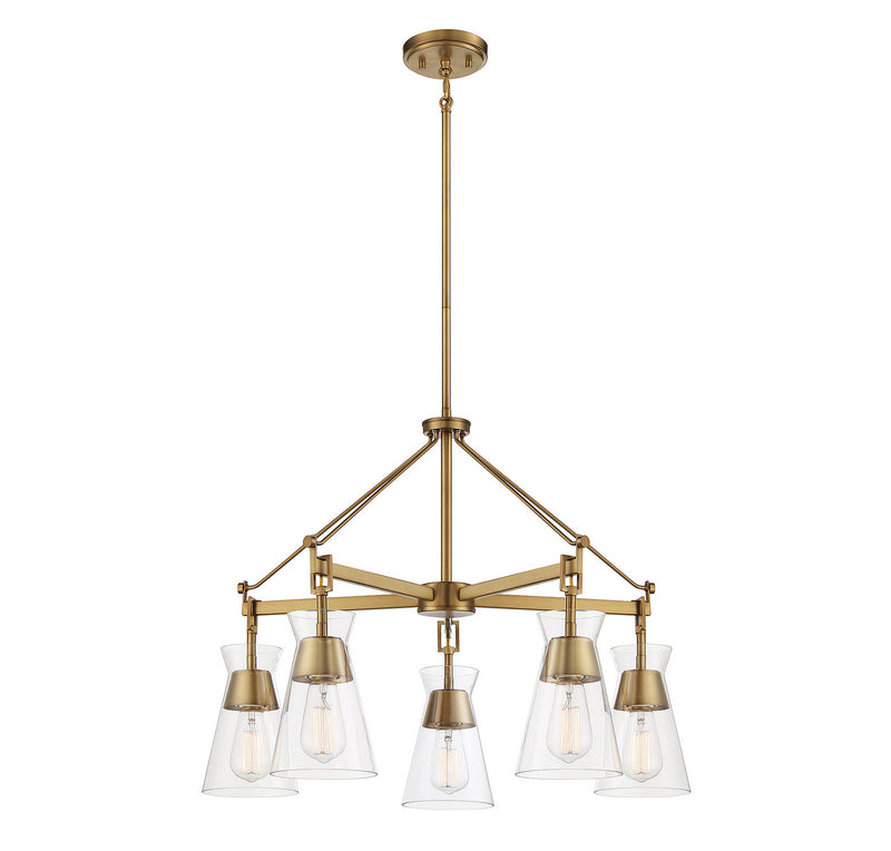 Five Light Chandelier<br /><span style="color:#4AB0CE;">Entrega: 4-10 dias en USA</span><br /><span style="color:#4AB0CE;font-size:60%;">PREGUNTE POR ENTREGA EN PANAMA</span><br />Collection: Lakewood<br />Finish: Warm Brass