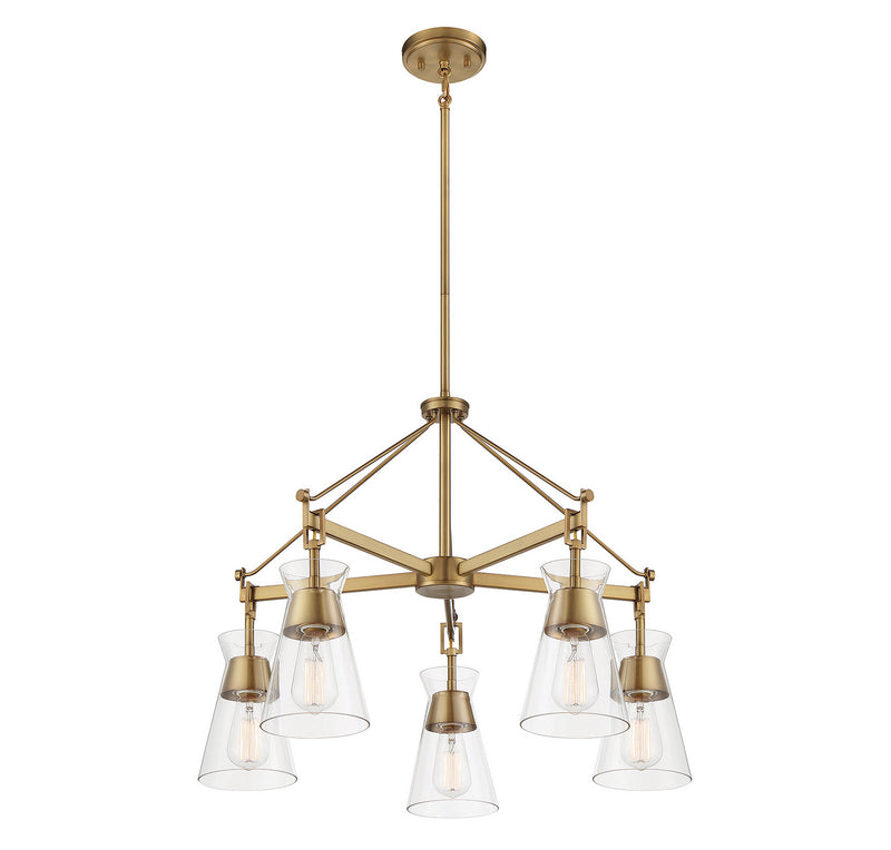 Five Light Chandelier<br /><span style="color:#4AB0CE;">Entrega: 4-10 dias en USA</span><br /><span style="color:#4AB0CE;font-size:60%;">PREGUNTE POR ENTREGA EN PANAMA</span><br />Collection: Lakewood<br />Finish: Warm Brass