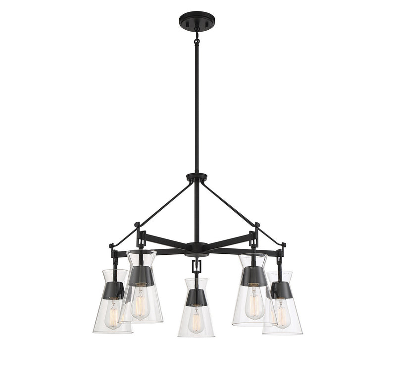 Five Light Chandelier<br /><span style="color:#4AB0CE;">Entrega: 4-10 dias en USA</span><br /><span style="color:#4AB0CE;font-size:60%;">PREGUNTE POR ENTREGA EN PANAMA</span><br />Collection: Lakewood<br />Finish: Matte Black