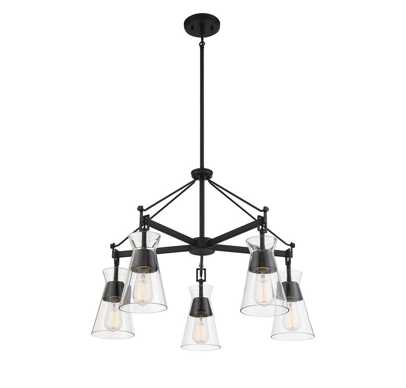 Five Light Chandelier<br /><span style="color:#4AB0CE;">Entrega: 4-10 dias en USA</span><br /><span style="color:#4AB0CE;font-size:60%;">PREGUNTE POR ENTREGA EN PANAMA</span><br />Collection: Lakewood<br />Finish: Matte Black