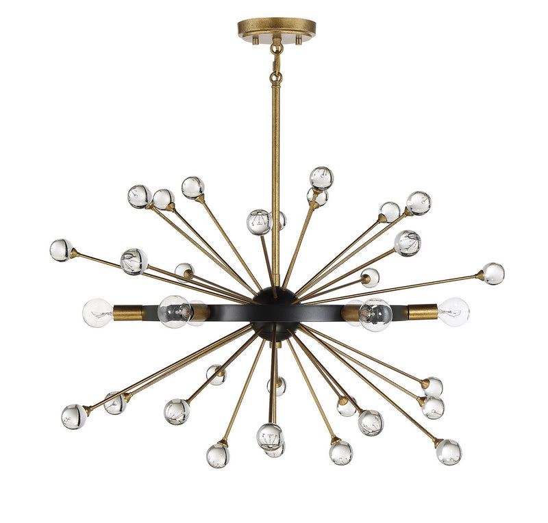 Six Light Chandelier<br /><span style="color:#4AB0CE;">Entrega: 4-10 dias en USA</span><br /><span style="color:#4AB0CE;font-size:60%;">PREGUNTE POR ENTREGA EN PANAMA</span><br />Collection: Ariel<br />Finish: Como Black with Gold