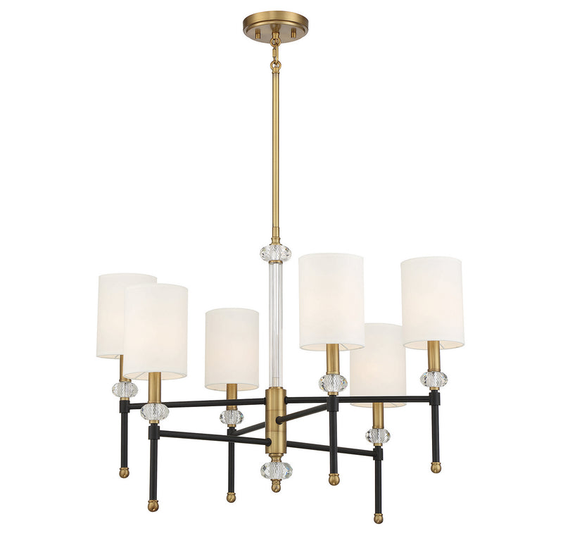 Six Light Chandelier<br /><span style="color:#4AB0CE;">Entrega: 4-10 dias en USA</span><br /><span style="color:#4AB0CE;font-size:60%;">PREGUNTE POR ENTREGA EN PANAMA</span><br />Collection: Tivoli<br />Finish: Matte Black with Warm Brass Accents