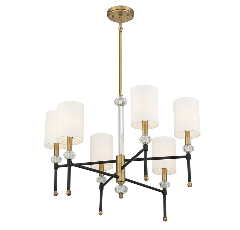 Six Light Chandelier<br /><span style="color:#4AB0CE;">Entrega: 4-10 dias en USA</span><br /><span style="color:#4AB0CE;font-size:60%;">PREGUNTE POR ENTREGA EN PANAMA</span><br />Collection: Tivoli<br />Finish: Matte Black with Warm Brass Accents
