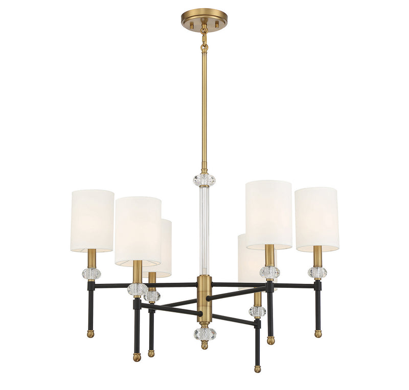 Savoy House - 1-1887-6-143 - Six Light Chandelier - Tivoli - Matte Black with Warm Brass
