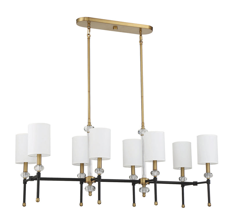 Eight Light Linear Chandelier<br /><span style="color:#4AB0CE;">Entrega: 4-10 dias en USA</span><br /><span style="color:#4AB0CE;font-size:60%;">PREGUNTE POR ENTREGA EN PANAMA</span><br />Collection: Tivoli<br />Finish: Matte Black with Warm Brass Accents