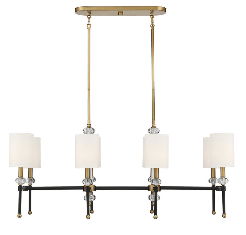 Eight Light Linear Chandelier<br /><span style="color:#4AB0CE;">Entrega: 4-10 dias en USA</span><br /><span style="color:#4AB0CE;font-size:60%;">PREGUNTE POR ENTREGA EN PANAMA</span><br />Collection: Tivoli<br />Finish: Matte Black with Warm Brass Accents
