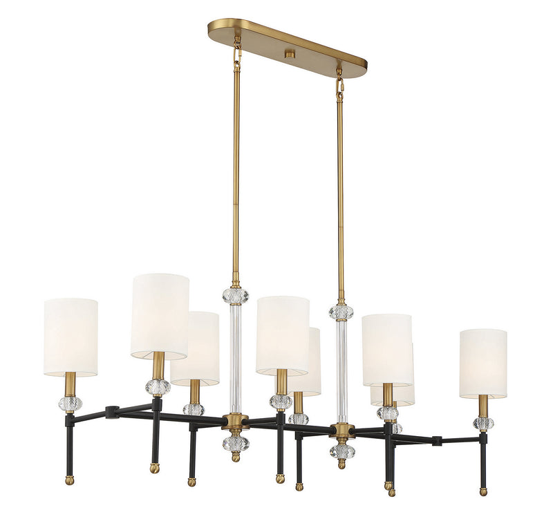 Eight Light Linear Chandelier<br /><span style="color:#4AB0CE;">Entrega: 4-10 dias en USA</span><br /><span style="color:#4AB0CE;font-size:60%;">PREGUNTE POR ENTREGA EN PANAMA</span><br />Collection: Tivoli<br />Finish: Matte Black with Warm Brass Accents