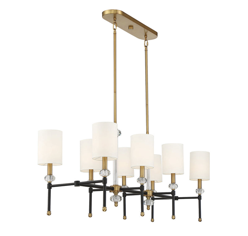 Eight Light Linear Chandelier<br /><span style="color:#4AB0CE;">Entrega: 4-10 dias en USA</span><br /><span style="color:#4AB0CE;font-size:60%;">PREGUNTE POR ENTREGA EN PANAMA</span><br />Collection: Tivoli<br />Finish: Matte Black with Warm Brass Accents