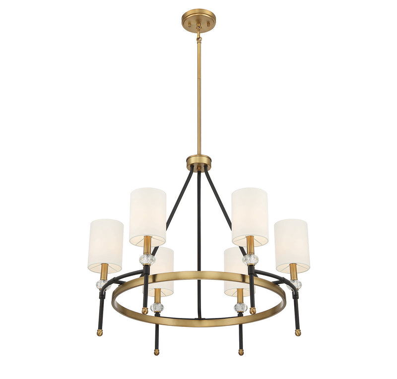 Six Light Chandelier<br /><span style="color:#4AB0CE;">Entrega: 4-10 dias en USA</span><br /><span style="color:#4AB0CE;font-size:60%;">PREGUNTE POR ENTREGA EN PANAMA</span><br />Collection: Tivoli<br />Finish: Matte Black with Warm Brass Accents