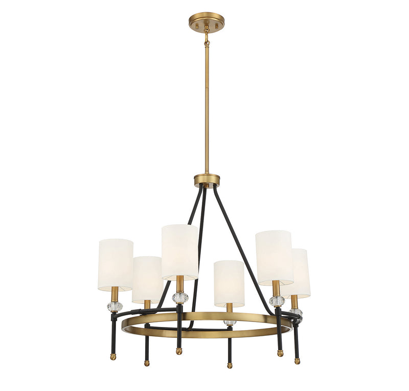 Six Light Chandelier<br /><span style="color:#4AB0CE;">Entrega: 4-10 dias en USA</span><br /><span style="color:#4AB0CE;font-size:60%;">PREGUNTE POR ENTREGA EN PANAMA</span><br />Collection: Tivoli<br />Finish: Matte Black with Warm Brass Accents