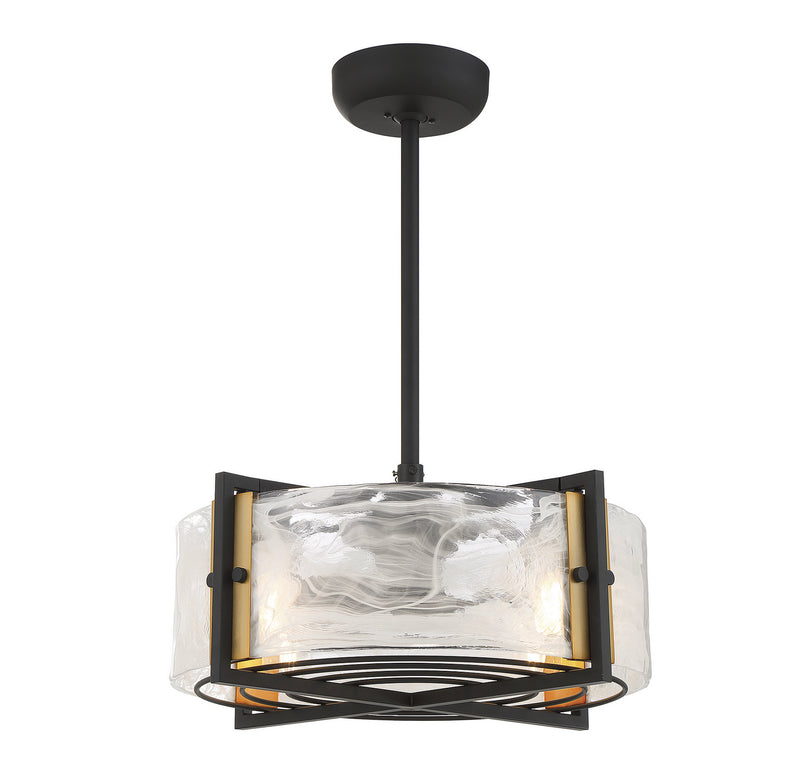 Four Light Fan D'lier<br /><span style="color:#4AB0CE;">Entrega: 4-10 dias en USA</span><br /><span style="color:#4AB0CE;font-size:60%;">PREGUNTE POR ENTREGA EN PANAMA</span><br />Collection: Hayward<br />Finish: Matte Black with Warm Brass Accents