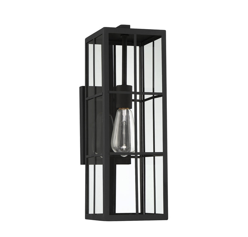 One Light Outdoor Wall Lantern<br /><span style="color:#4AB0CE;">Entrega: 4-10 dias en USA</span><br /><span style="color:#4AB0CE;font-size:60%;">PREGUNTE POR ENTREGA EN PANAMA</span><br />Collection: Ericson<br />Finish: Matte Black