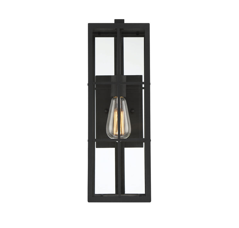 One Light Outdoor Wall Lantern<br /><span style="color:#4AB0CE;">Entrega: 4-10 dias en USA</span><br /><span style="color:#4AB0CE;font-size:60%;">PREGUNTE POR ENTREGA EN PANAMA</span><br />Collection: Ericson<br />Finish: Matte Black