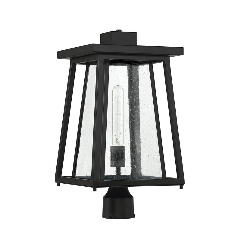 One Light Outdoor Post Lantern<br /><span style="color:#4AB0CE;">Entrega: 4-10 dias en USA</span><br /><span style="color:#4AB0CE;font-size:60%;">PREGUNTE POR ENTREGA EN PANAMA</span><br />Collection: Denver<br />Finish: Matte Black