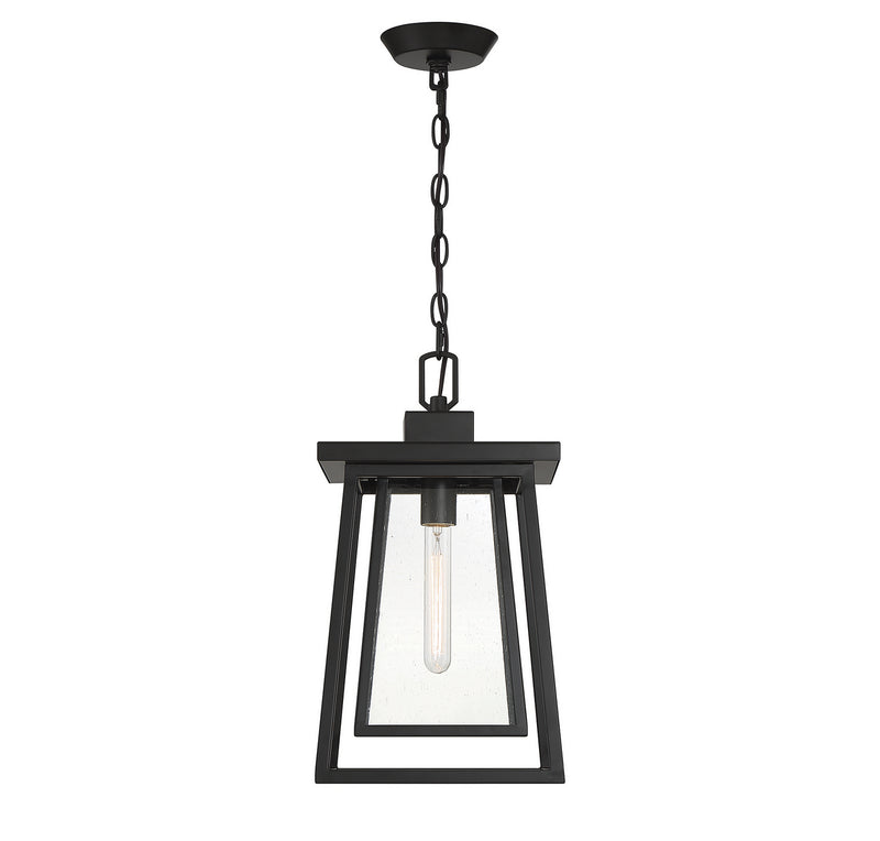 One Light Outdoor Hanging Lantern<br /><span style="color:#4AB0CE;">Entrega: 4-10 dias en USA</span><br /><span style="color:#4AB0CE;font-size:60%;">PREGUNTE POR ENTREGA EN PANAMA</span><br />Collection: Denver<br />Finish: Matte Black