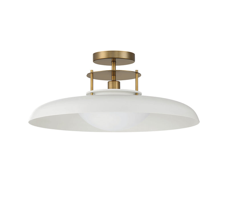 One Light Semi-Flush Mount<br /><span style="color:#4AB0CE;">Entrega: 4-10 dias en USA</span><br /><span style="color:#4AB0CE;font-size:60%;">PREGUNTE POR ENTREGA EN PANAMA</span><br />Collection: Gavin<br />Finish: White with Warm Brass Accents