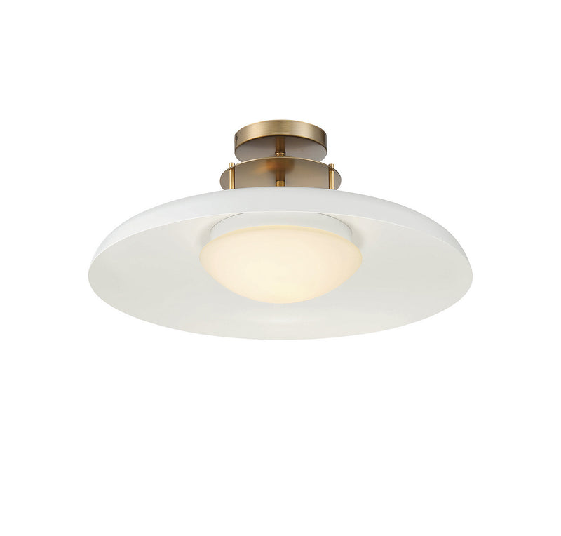 One Light Semi-Flush Mount<br /><span style="color:#4AB0CE;">Entrega: 4-10 dias en USA</span><br /><span style="color:#4AB0CE;font-size:60%;">PREGUNTE POR ENTREGA EN PANAMA</span><br />Collection: Gavin<br />Finish: White with Warm Brass Accents