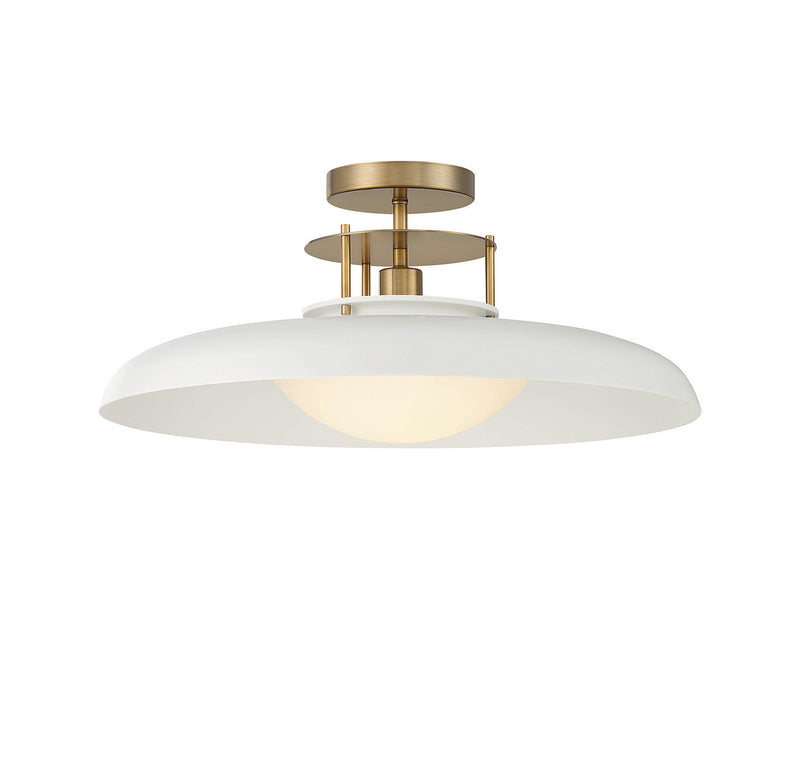 Savoy House - 6-1685-1-142 - One Light Semi-Flush Mount - Gavin - White with Warm Brass Accents