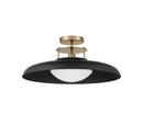 One Light Semi-Flush Mount<br /><span style="color:#4AB0CE;">Entrega: 4-10 dias en USA</span><br /><span style="color:#4AB0CE;font-size:60%;">PREGUNTE POR ENTREGA EN PANAMA</span><br />Collection: Gavin<br />Finish: Matte Black with Warm Brass Accents