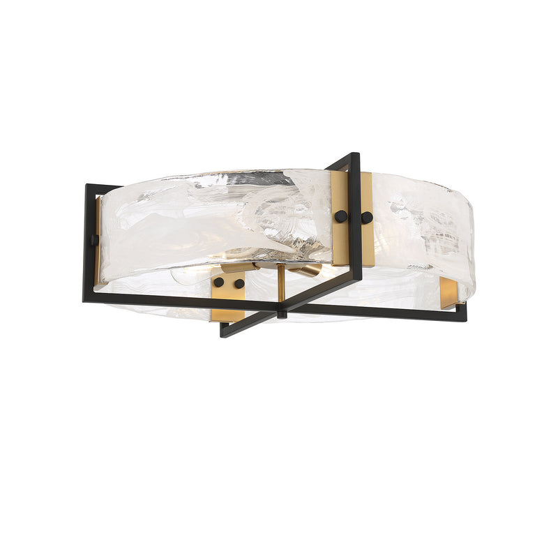 Four Light Semi-Flush Mount<br /><span style="color:#4AB0CE;">Entrega: 4-10 dias en USA</span><br /><span style="color:#4AB0CE;font-size:60%;">PREGUNTE POR ENTREGA EN PANAMA</span><br />Collection: Hayward<br />Finish: Matte Black with Warm Brass Accents