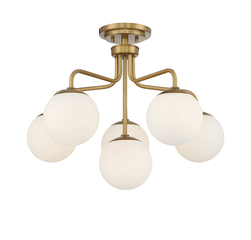 Six Light Semi-Flush Mount<br /><span style="color:#4AB0CE;">Entrega: 4-10 dias en USA</span><br /><span style="color:#4AB0CE;font-size:60%;">PREGUNTE POR ENTREGA EN PANAMA</span><br />Collection: Marco<br />Finish: Warm Brass